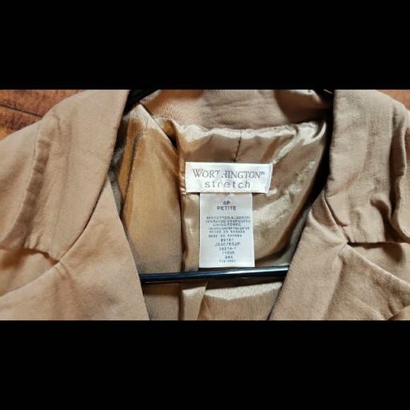 Worthington stretch 6p tan blazer dress jacket - Picture 2 of 3